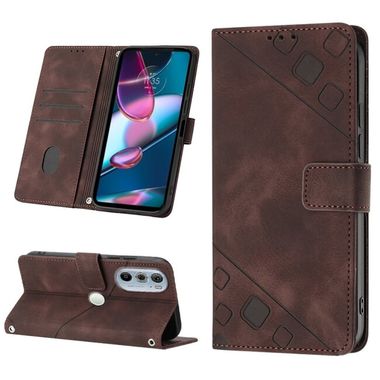 Peňaženkové kožené puzdro Skin-feel na Motorola Edge 30 Pro - Hnedá