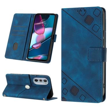 Peňaženkové kožené puzdro Skin-feel na Motorola Edge 30 Pro - Modrá
