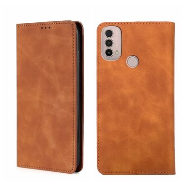 Peňaženkové kožené puzdro Skin Feel na Motorola Moto E20 / E30 / E40 - Svetlo Hnedá