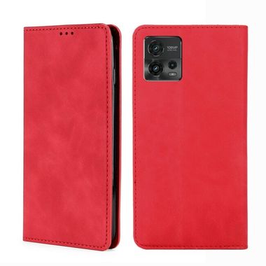 Peňaženkové kožené puzdro Skin Feel na Motorola Moto G72 - Červená