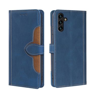 Peňaženkové kožené puzdro SKIN FEEL na Samsung Galaxy A04s – Modrá