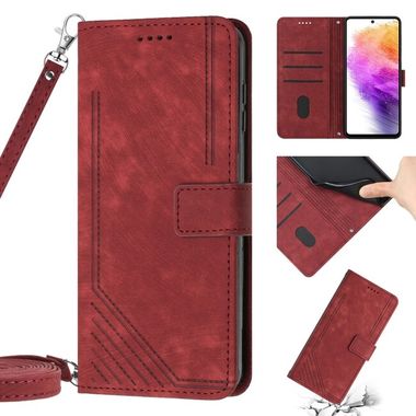 Peňaženkové kožené puzdro SKIN FEEL na Samsung Galaxy A14 4G/5G – Červená