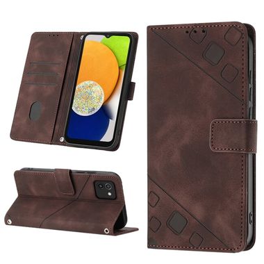 Peňaženkové kožené puzdro SKIN-FEEL na Samsung Galaxy A03 – Hnedá