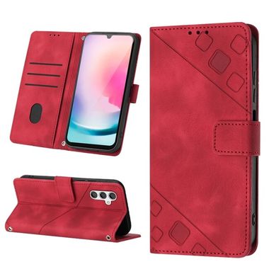 Peňaženkové kožené puzdro Skin-feel na Samsung Galaxy A24 - Červená