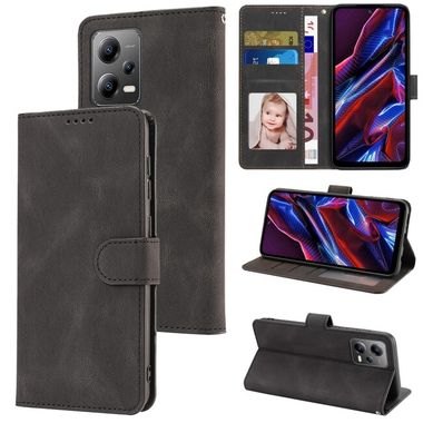 Peňaženkové kožené puzdro SKIN-FEEL na Xiaomi Redmi Note 12 5G – Čierna