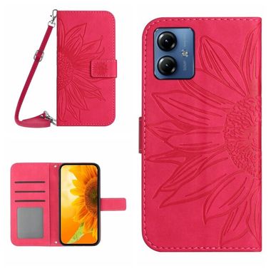Peňaženkové kožené puzdro Skin Feel Sun Flower na Motorola G14 - Rose Red