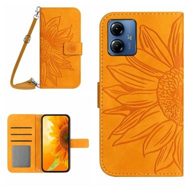 Peňaženkové kožené puzdro Skin Feel Sun Flower na Motorola G14 - Žltá