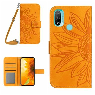 Peňaženkové kožené puzdro Skin Feel Sun Flower na Motorola Moto E20 / E30 / E40 - Žltá