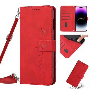 Peňaženkové kožené puzdro SKIN na iPhone 14 Pro Max - Červená