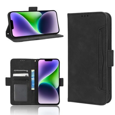 Peňaženkové kožené puzdro SKIN na iPhone 15 Pro Max - Čierna