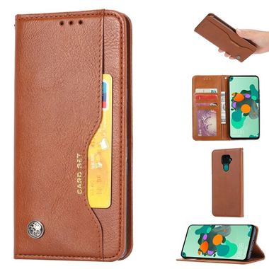 Peňaženkové kožené puzdro SKIN na Xiaomi Redmi Note 9 - Hnedá