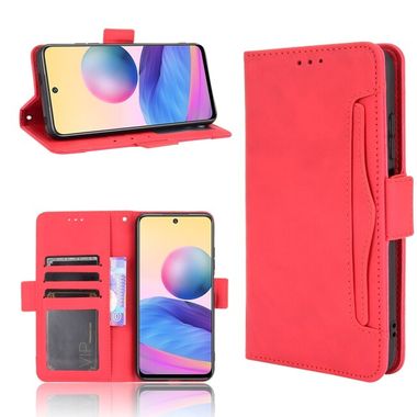 Peňaženkové kožené puzdro SKIN na Xiaomi Redmi Note 10 5G - Červená