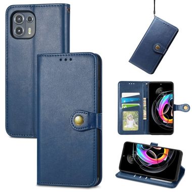 Peňaženkové kožené puzdro Solid Color na Motorola Edge 20 Lite - Modrá
