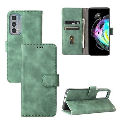 Peňaženkové kožené puzdro Solid Color na Motorola Edge 20 - Zelená
