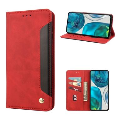 Peňaženkové kožené puzdro SPLICING na Motorola Moto G52 - Červená