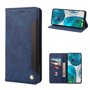 Peňaženkové kožené puzdro SPLICING na Motorola Moto G52 - Modrá