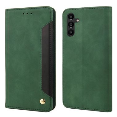 Peňaženkové kožené puzdro Splicing na Samsung Galaxy A25 5G - Zelená
