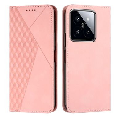 Peňaženkové kožené puzdro Splicing na Xiaomi 14 - Ružové zlato