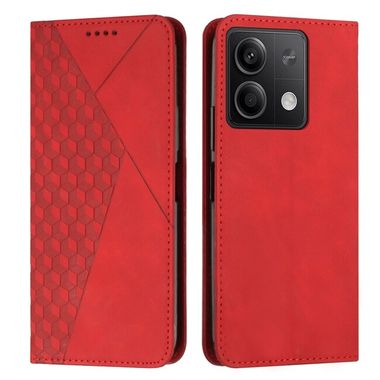 Peňaženkové kožené puzdro Splicing na Xiaomi Redmi Note 13 - Červená