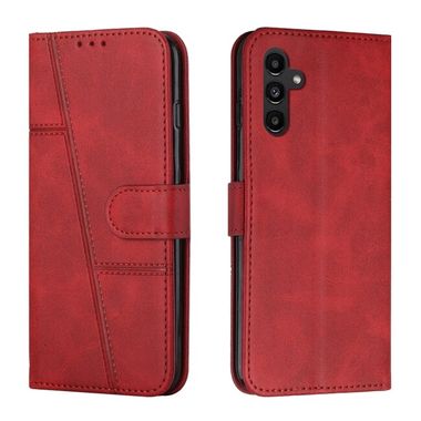 Peňaženkové kožené puzdro Stitching Calf Texture na Samsung Galaxy A05s - Červená