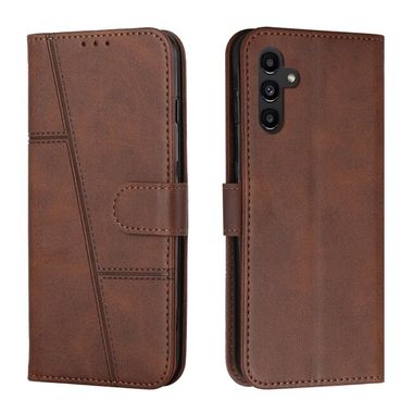 Peňaženkové kožené puzdro Stitching Calf Texture na Samsung Galaxy A05s - Hnedá