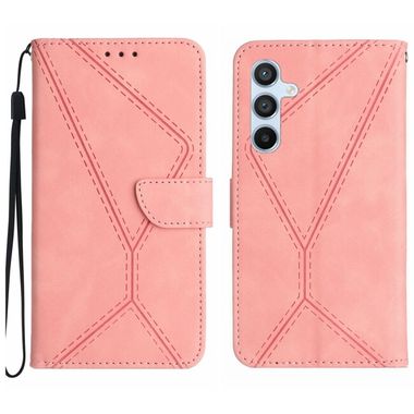 Peňaženkové kožené puzdro Stitching Embossed na Galaxy A15 4G/ 5G - Ružová
