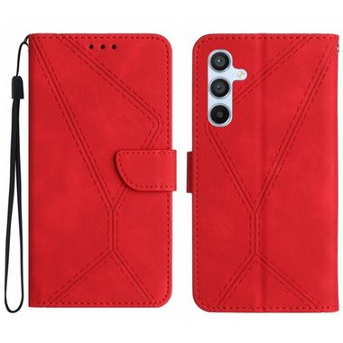 Peňaženkové kožené puzdro Stitching Embossed na Galaxy A55 5G - Červená