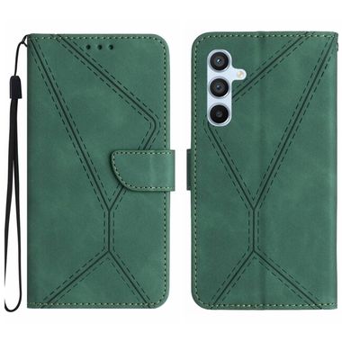 Peňaženkové kožené puzdro Stitching Embossed na Galaxy A55 5G - Zelená
