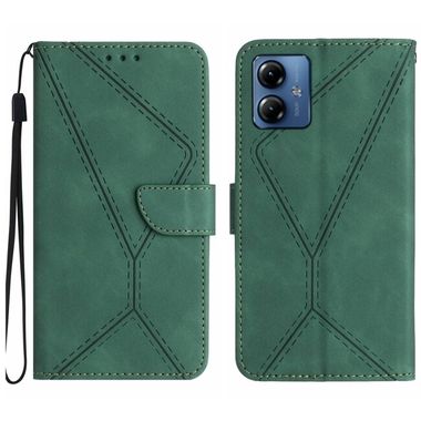 Peňaženkové kožené puzdro Stitching Embossed na Motorola G14 - Zelená