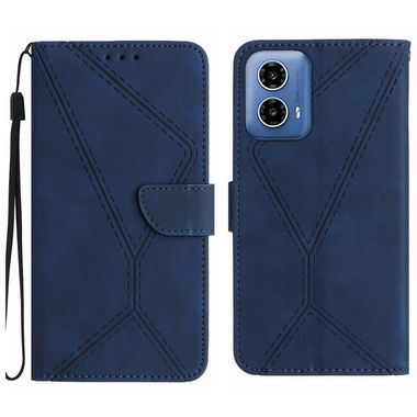 Peňaženkové kožené puzdro Stitching Embossed na Motorola Moto G04/ G24 - Modrá