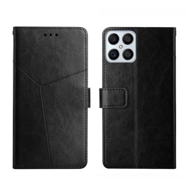 Peňaženkové kožené puzdro STITCHING na Honor X8 4G – Čierna
