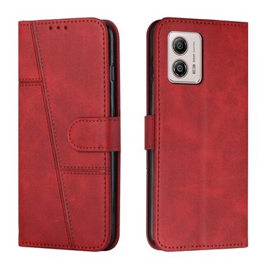 Peňaženkové kožené puzdro Stitching na Motorola Moto G13 / G23 / G53 5G - Červená