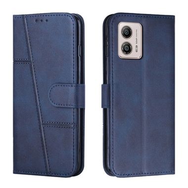 Peňaženkové kožené puzdro Stitching na Motorola Moto G13 / G23 / G53 5G - Modrá