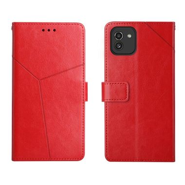 Peňaženkové kožené puzdro Y STITCHING na Samsung Galaxy A03 – Červená
