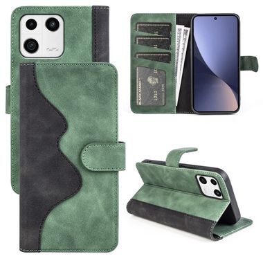 Peňaženkové kožené puzdro STITCHING na Xiaomi 13 – Zelená