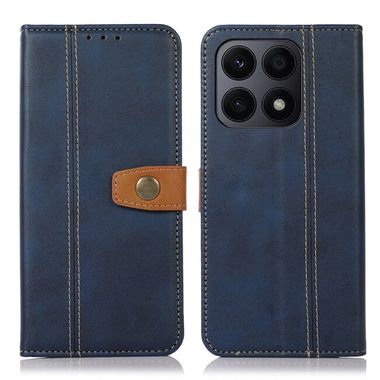 Peňaženkové kožené puzdro Stitching Thread na Honor X8a - Modrá