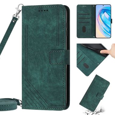 Peňaženkové kožené puzdro Stripe na Honor Magic5 Lite - Zelená