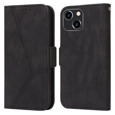 Peňaženkové kožené puzdro STRIPE na iPhone 14 - Čierna