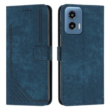 Peňaženkové kožené puzdro Stripe na Motorola Moto G34 5G - Modrá