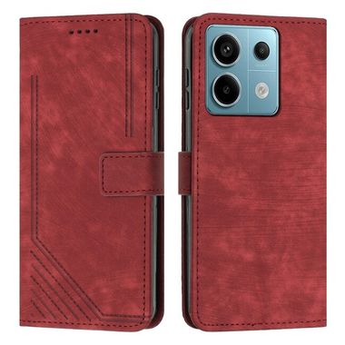 Peňaženkové kožené puzdro Stripe na Xiaomi Redmi Note 13 Pro - Červená