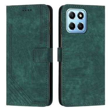 Peňaženkové kožené puzdro Stripe Pattern na Honor X8 5G/X6 – Zelená