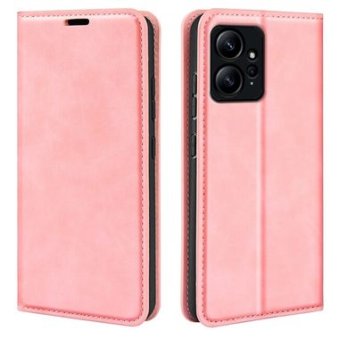 Peňaženkové kožené puzdro Suction na Xiaomi Redmi Note 12 4G - Ružová