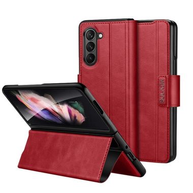 Peňaženkové kožené puzdro SULADA Snap na Samsung Galaxy Z Fold5 - Červená