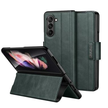 Peňaženkové kožené puzdro SULADA Snap na Samsung Galaxy Z Fold5 - Zelená