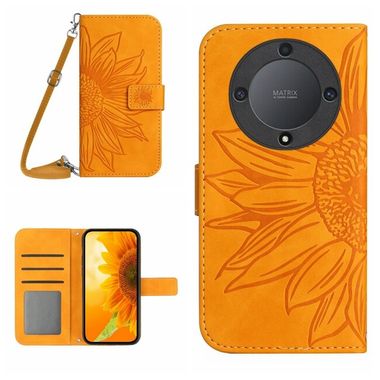 Peňaženkové kožené puzdro Sun Flower na Honor Magic5 Lite - Žltá