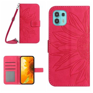 Peňaženkové kožené puzdro Sun Flower na Motorola Edge 20 Lite - Rose Red