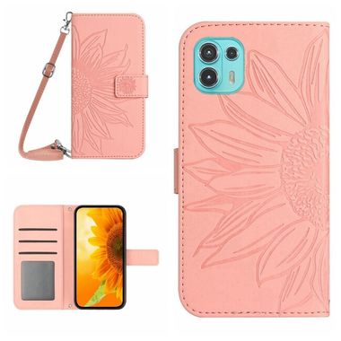 Peňaženkové kožené puzdro Sun Flower na Motorola Edge 20 Lite - Ružová