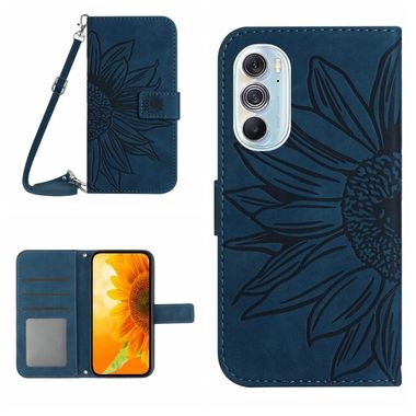 Peňaženkové kožené puzdro Sun Flower na Motorola Edge 30 Pro - Atramentovo modrá