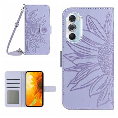 Peňaženkové kožené puzdro Sun Flower na Motorola Edge 30 Pro - Fialová