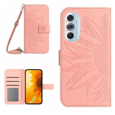 Peňaženkové kožené puzdro Sun Flower na Motorola Edge 30 Pro - Ružová